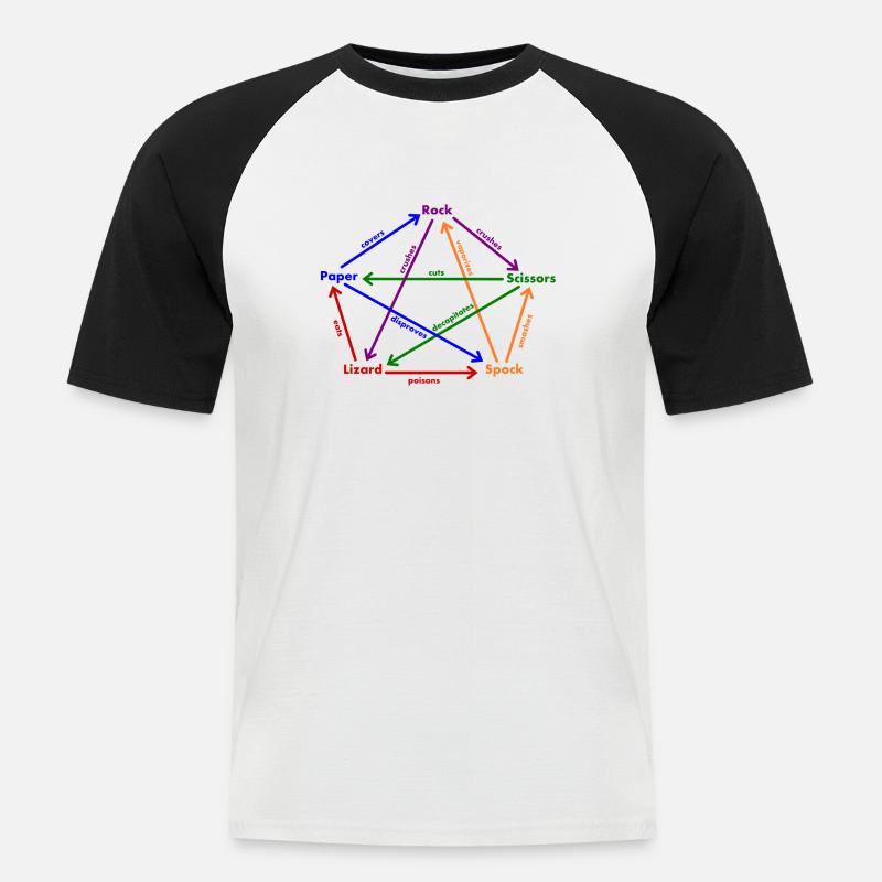 Spock Eidechse Regeln - Männer Baseball-T-Shirt - Weiß/Schwarz