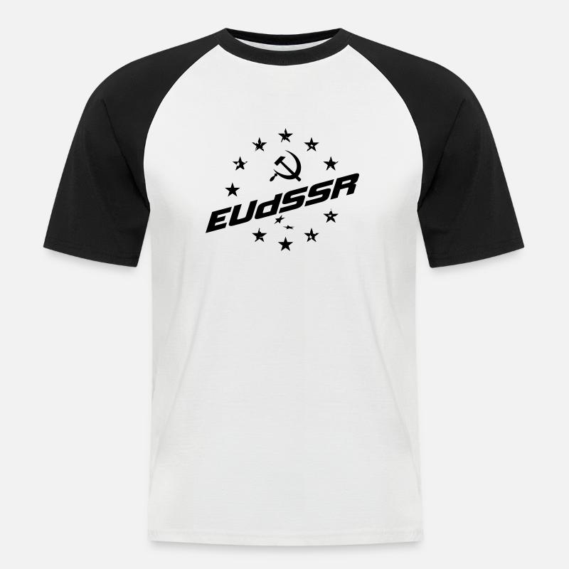 EUdSSR - Männer Baseball-T-Shirt - Weiß/Schwarz