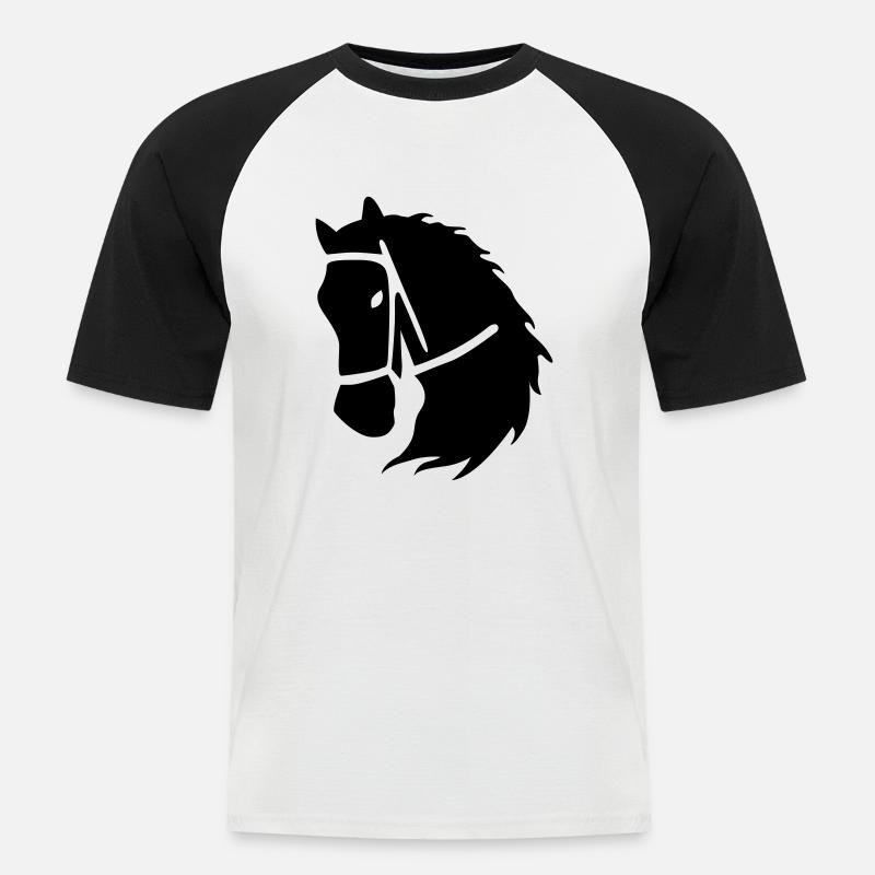 pferde - Männer Baseball-T-Shirt - Weiß/Schwarz