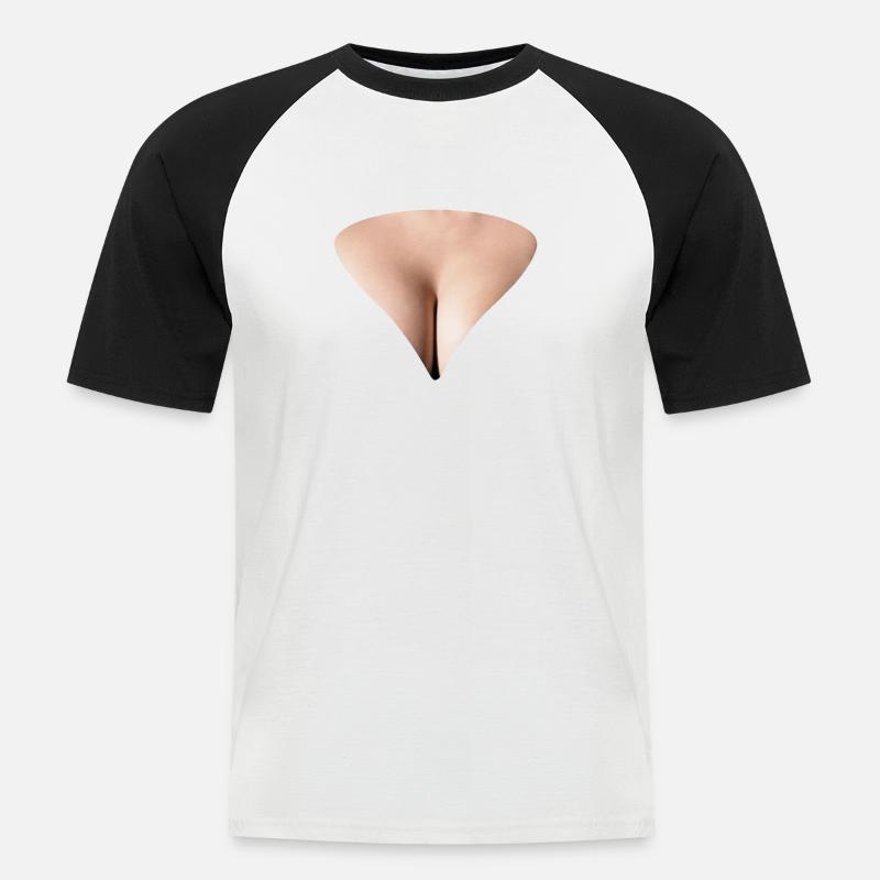 Brüste - Männer Baseball-T-Shirt - Weiß/Schwarz