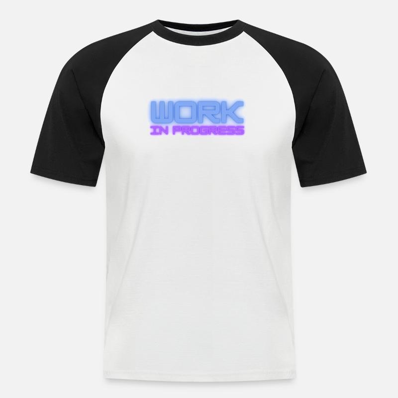 Work in progress - Männer Baseball-T-Shirt - Weiß/Schwarz