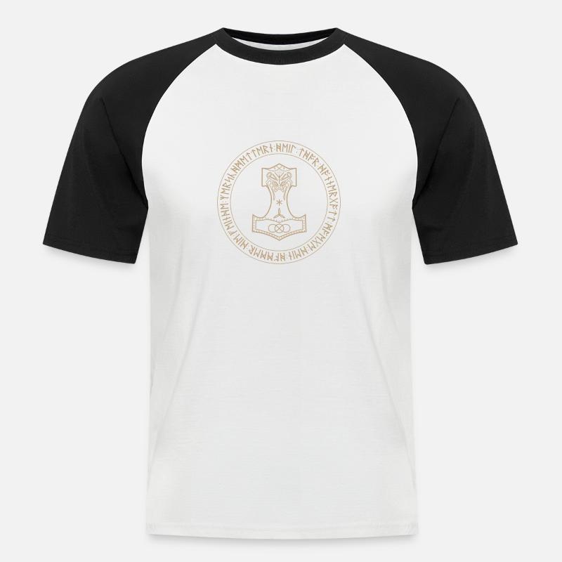 Mjölnir - Männer Baseball-T-Shirt - Weiß/Schwarz
