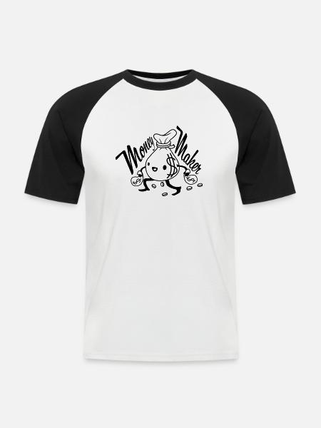 Geldsack Money Maker Dollar - Männer Baseball-T-Shirt - Weiß/Schwarz