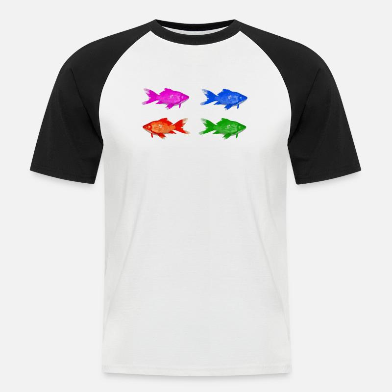 Fisch - Männer Baseball-T-Shirt - Weiß/Schwarz