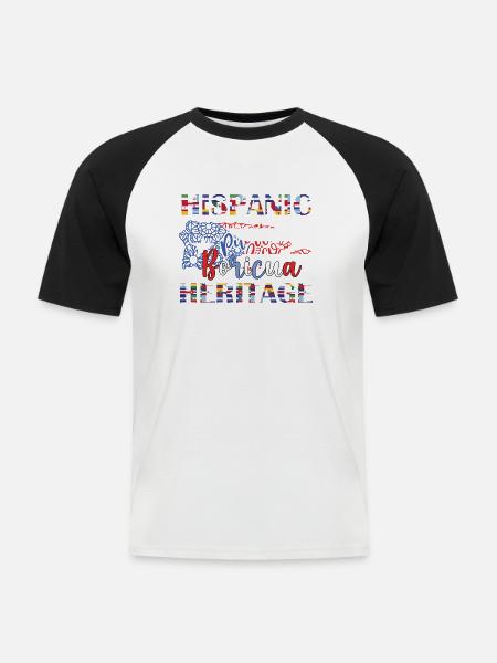 Hispanisches Erbe Boricua - Männer Baseball-T-Shirt - Weiß/Schwarz