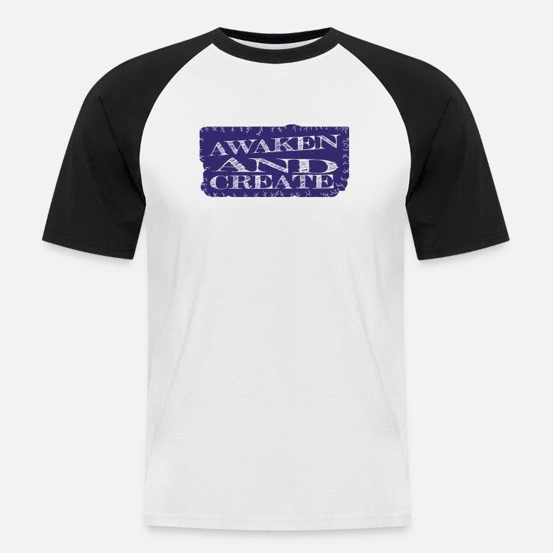 innovation self-realization improvement sayings - Männer Baseball-T-Shirt - Weiß/Schwarz