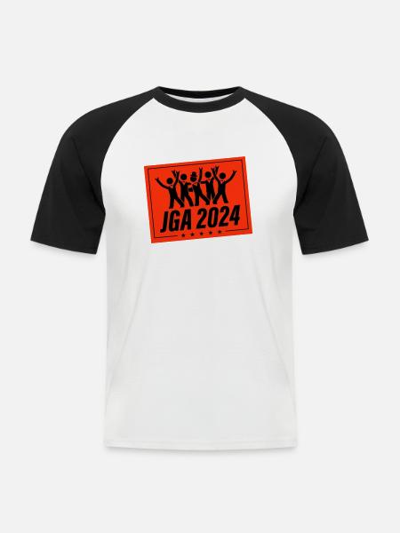 Junggesellen Abschied 2024 - Männer Baseball-T-Shirt - Weiß/Schwarz