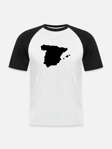 spain - Männer Baseball-T-Shirt - Weiß/Schwarz