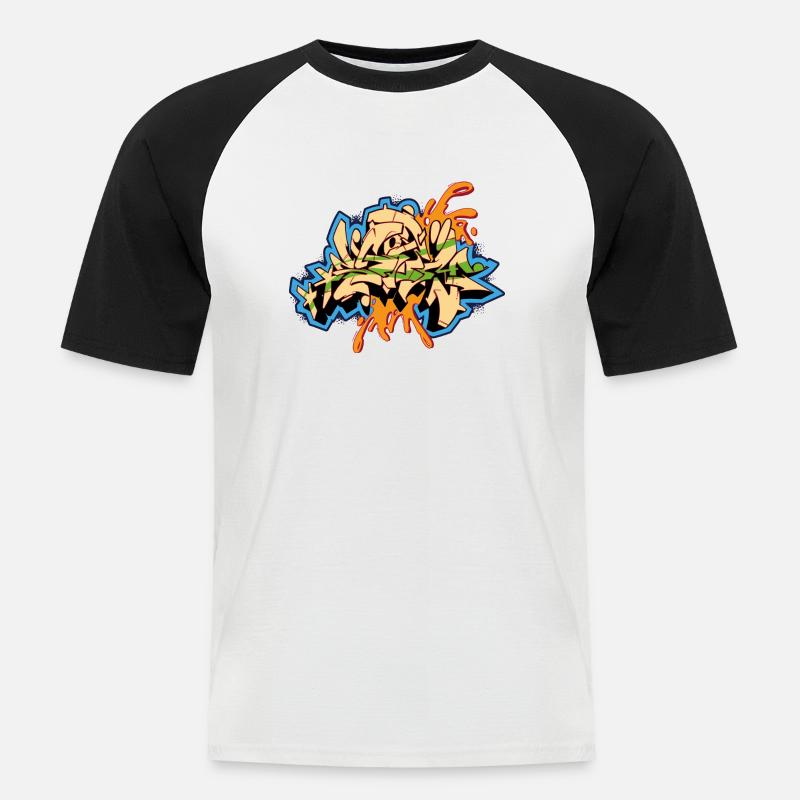 Graffiti Design Storm - Männer Baseball-T-Shirt - Weiß/Schwarz