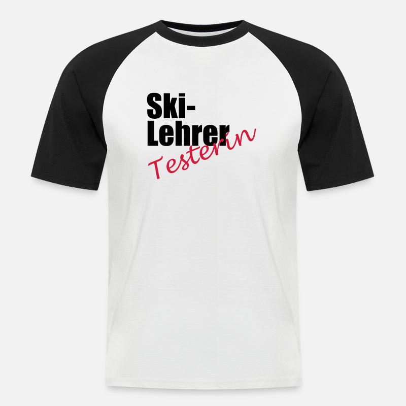Ski Lehrer Testerin - Männer Baseball-T-Shirt - Weiß/Schwarz