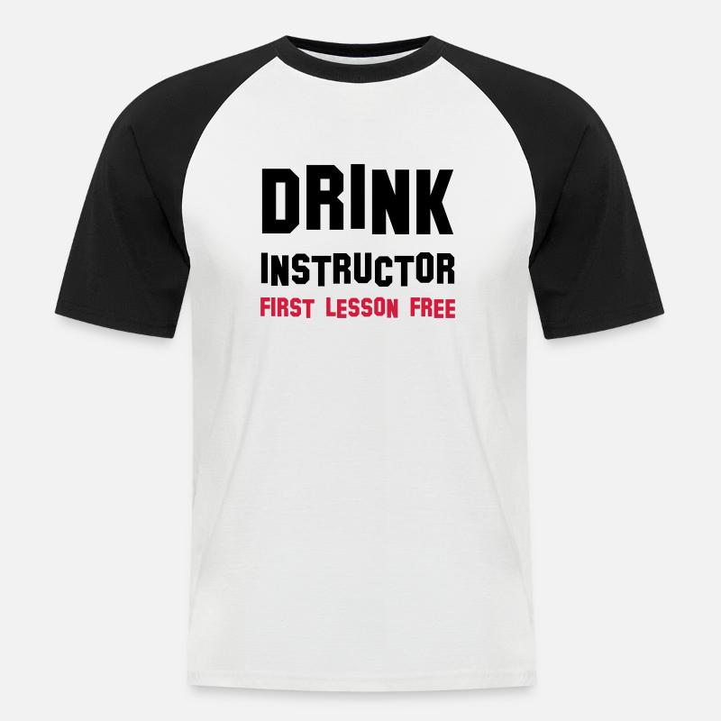 drink instructor - Kortærmet herre-baseballshirt - hvid/sort