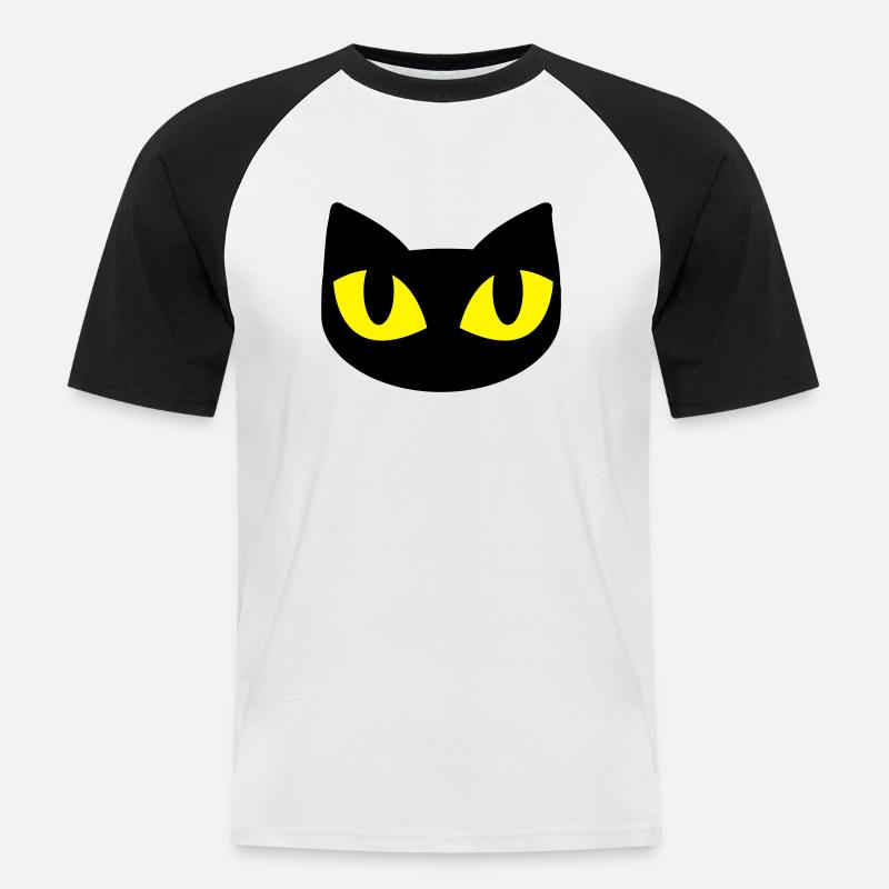 Cat - Männer Baseball-T-Shirt - Weiß/Schwarz