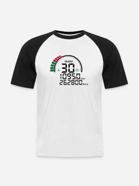 years 30 years anniversary meter - Men's Baseball T-Shirt - white/black