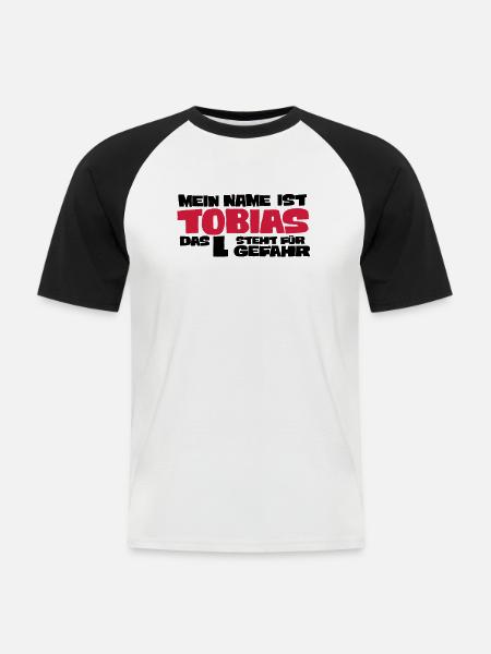 tobias - Men's Baseball T-Shirt - white/black