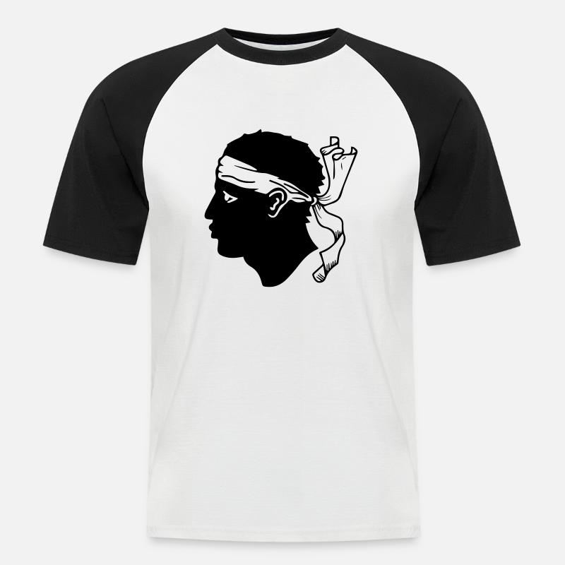 drapeau_corse2 - Männer Baseball-T-Shirt - Weiß/Schwarz