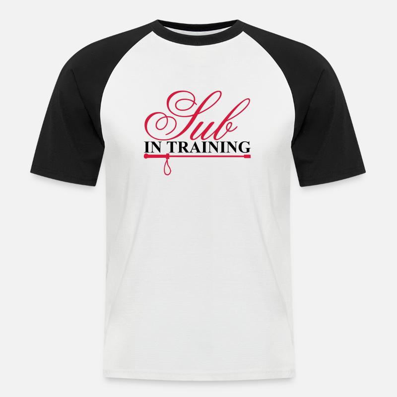 Sub in training - Männer Baseball-T-Shirt - Weiß/Schwarz