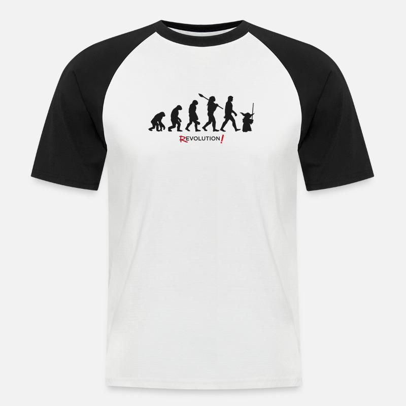 Evolution future science fiction revolution - Men's Baseball T-Shirt - white/black