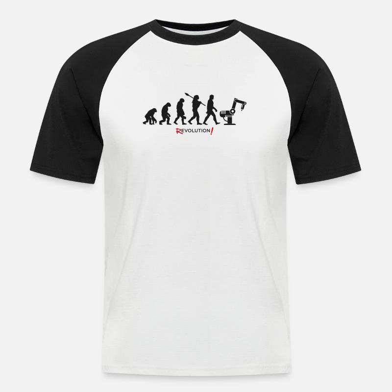 Evolution Revolution android robot - Men's Baseball T-Shirt - white/black