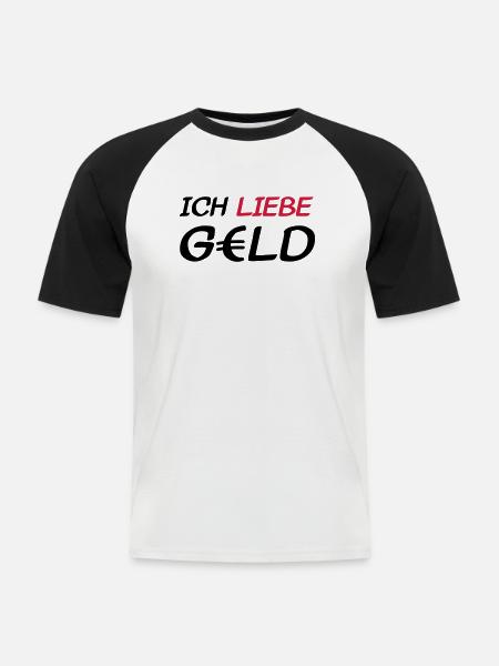 ich_liebe_geld - Männer Baseball-T-Shirt - Weiß/Schwarz