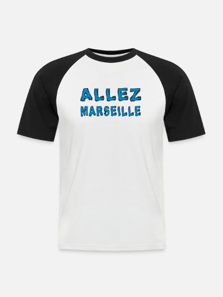 Allez marseille - Men's Baseball T-Shirt - white/black