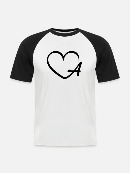 Love letter A - Men's Baseball T-Shirt - white/black