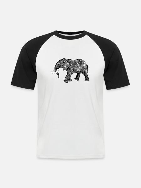 elephant - Men's Baseball T-Shirt - white/black
