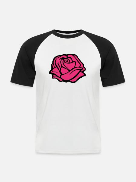 rose design - Männer Baseball-T-Shirt - Weiß/Schwarz