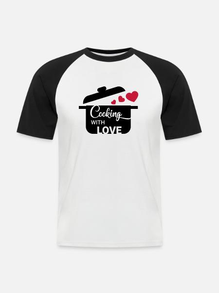 Cooking with love - Men's Baseball T-Shirt - white/black