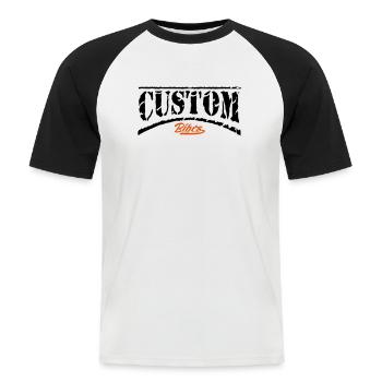 custom bike biker bobber chopper bastard tuner - Men's Baseball T-Shirt - white/black - Front - Nik (191cm)