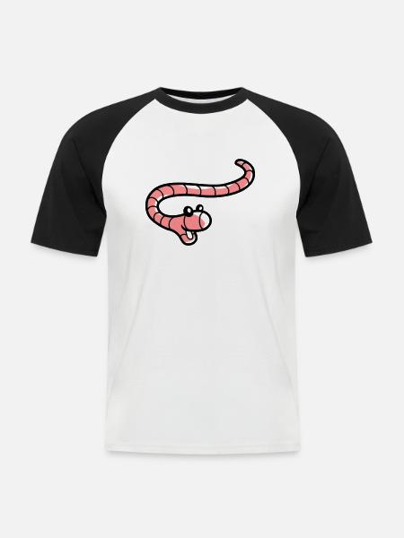 Merry little worm - Men's Baseball T-Shirt - white/black