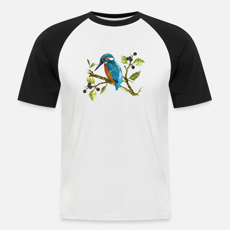 Bunter Vogel - Männer Baseball-T-Shirt - Weiß/Schwarz