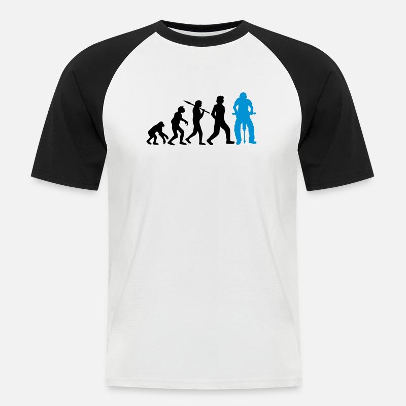 Logo Evolution Presslufthammer - Männer Baseball-T-Shirt - Weiß/Schwarz