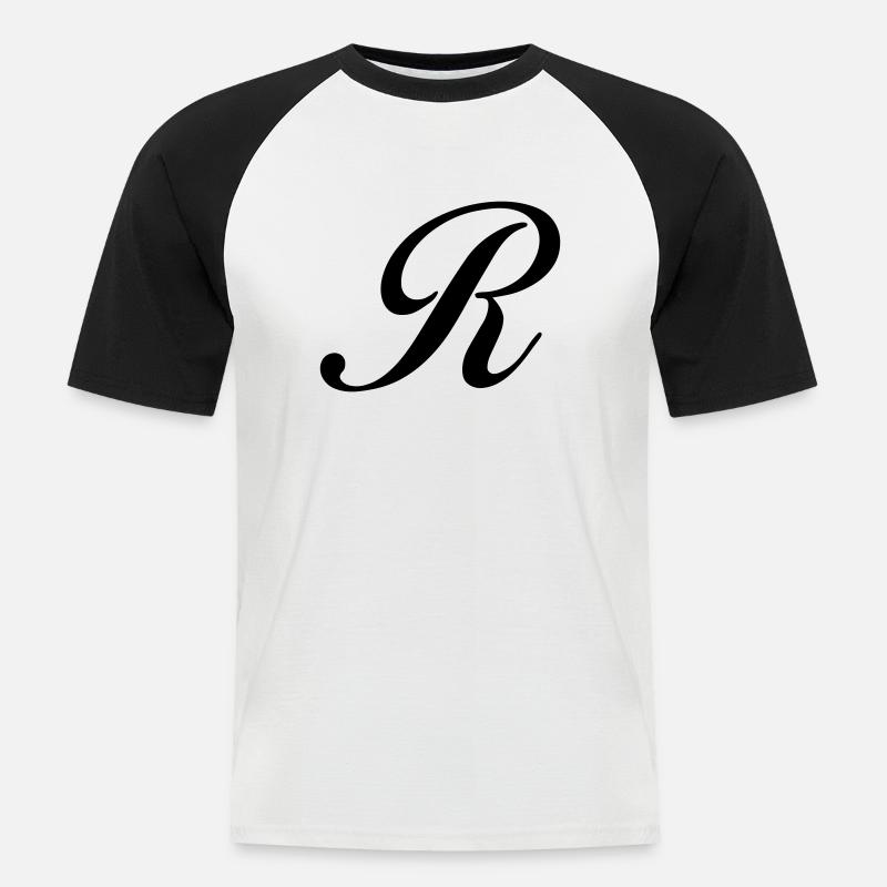 R - Männer Baseball-T-Shirt - Weiß/Schwarz