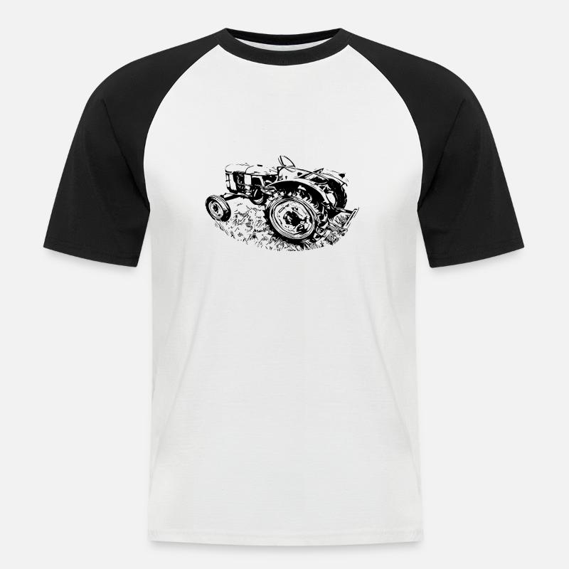 Traktor - Männer Baseball-T-Shirt - Weiß/Schwarz