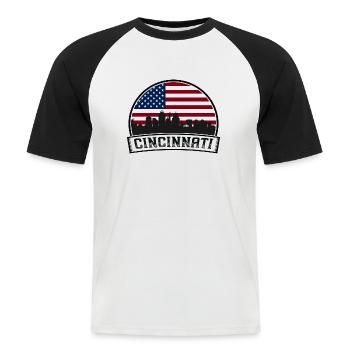 Cincinnati - Männer Baseball-T-Shirt - Weiß/Schwarz - Vorne - Nik (191cm)