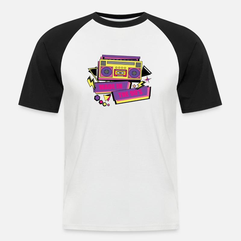 1990iger Sprüche 90s Geschenksidee - Männer Baseball-T-Shirt - Weiß/Schwarz