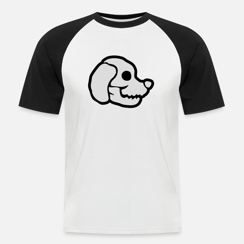Hunde Schädel Halloween Skelett - Männer Baseball-T-Shirt - Weiß/Schwarz