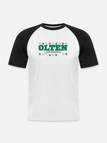 Olten - Männer Baseball-T-Shirt - Weiß/Schwarz