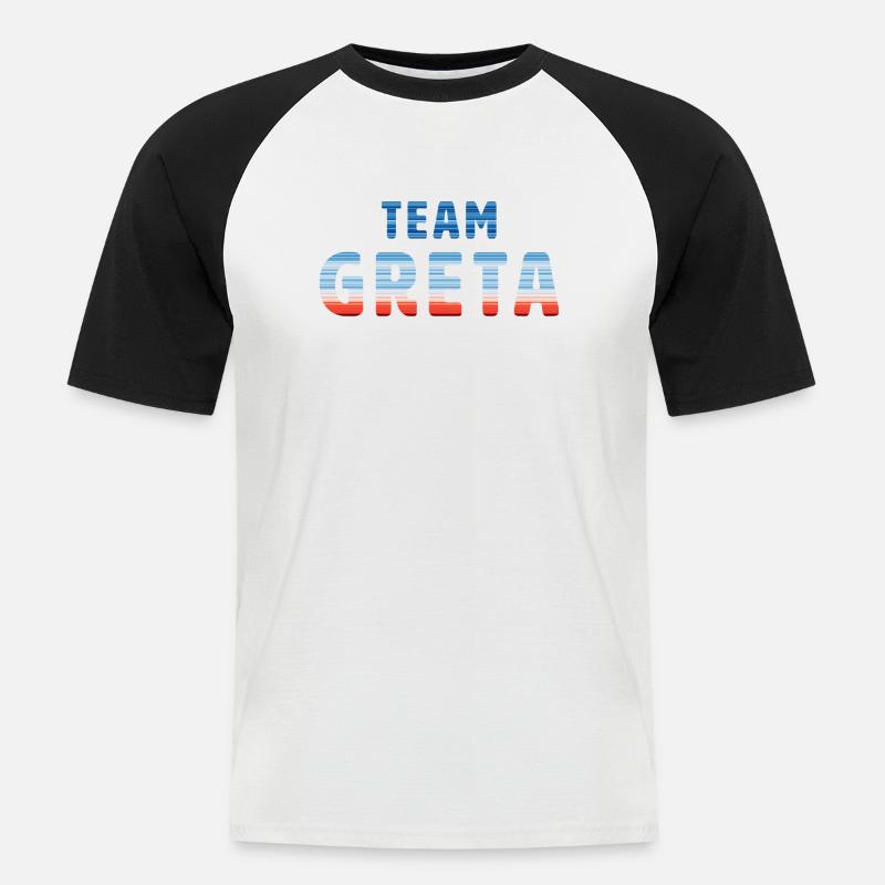 Team Greta | Warming Stripes - Männer Baseball-T-Shirt - Weiß/Schwarz