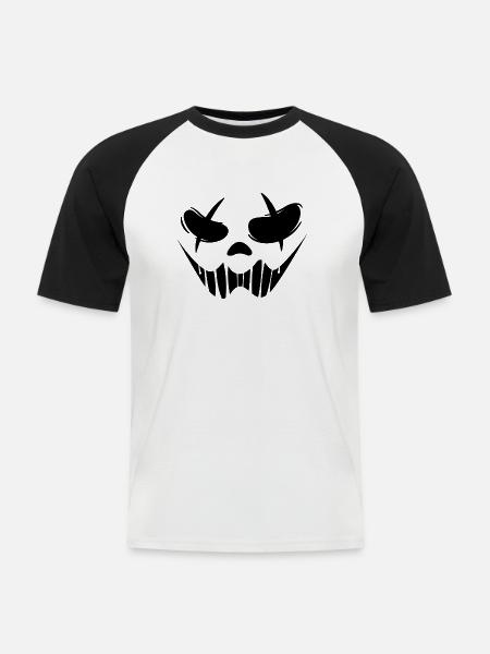 la peur - T-shirt baseball manches courtes Homme - blanc/noir