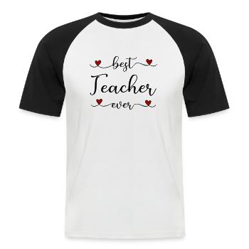 Enseignant - T-shirt baseball manches courtes Homme - blanc/noir - Devant - Nik (191cm)