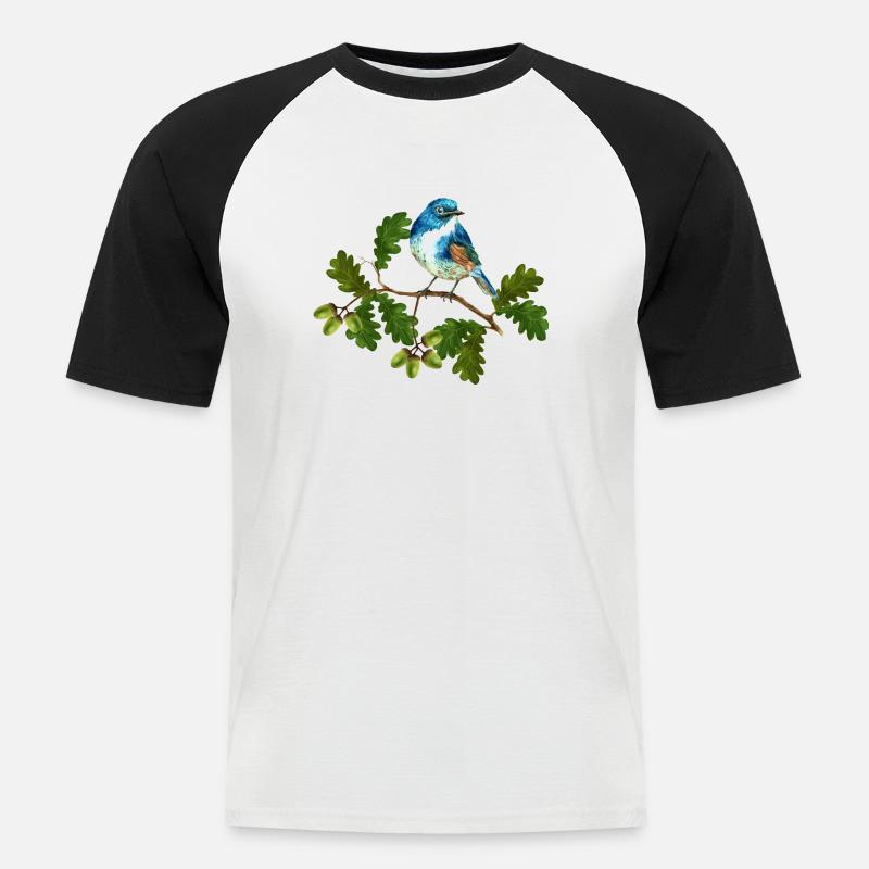 Bunter Vogel - Männer Baseball-T-Shirt - Weiß/Schwarz