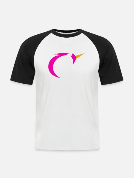 Licorne heureuse - T-shirt baseball manches courtes Homme - blanc/noir