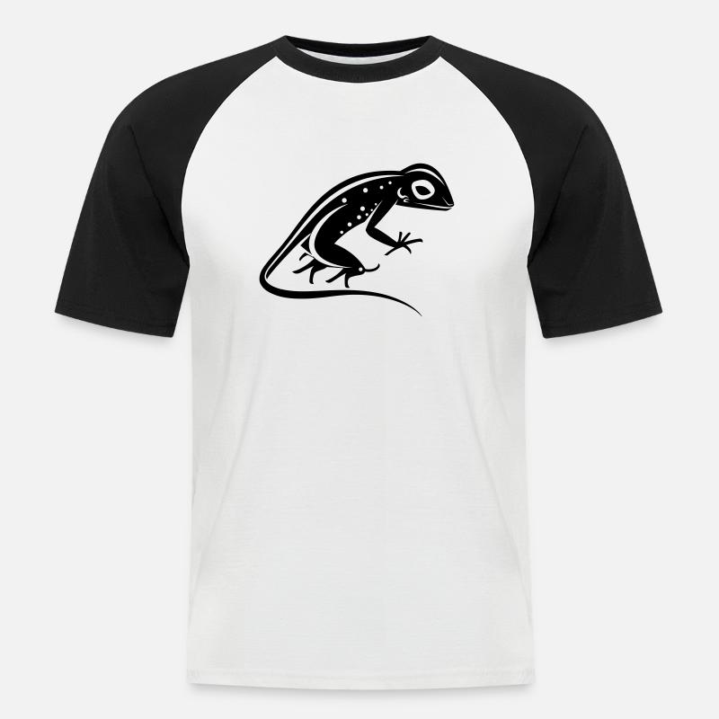 Eidechse - Männer Baseball-T-Shirt - Weiß/Schwarz