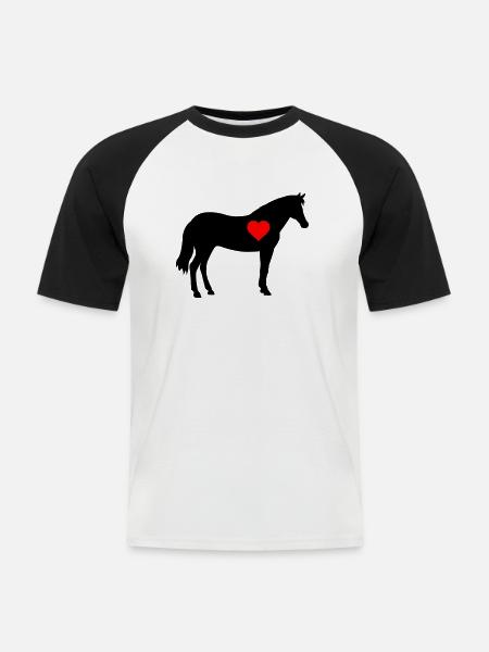 horse - Männer Baseball-T-Shirt - Weiß/Schwarz