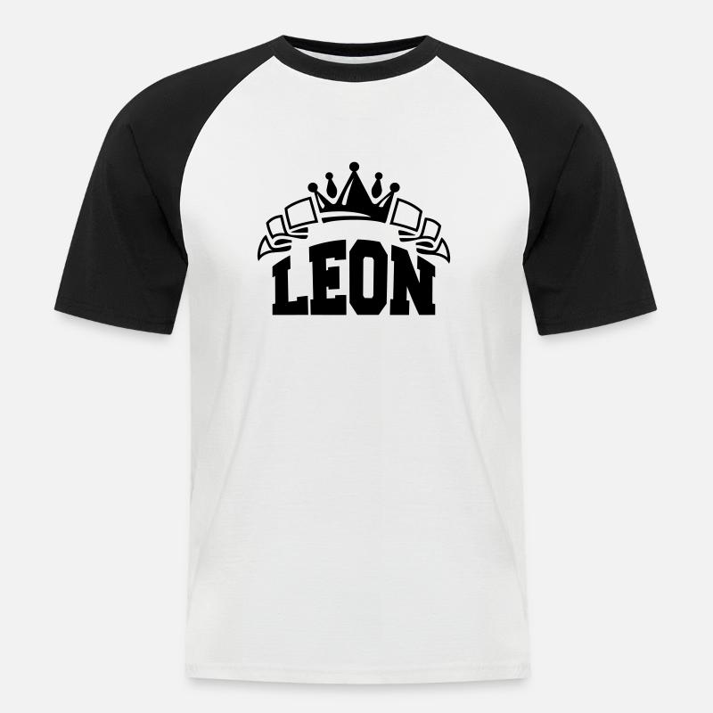 leon - Männer Baseball-T-Shirt - Weiß/Schwarz