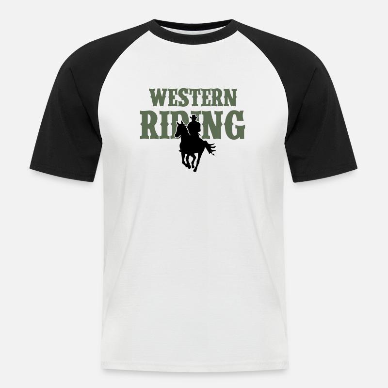 Western Reiten Mann - Männer Baseball-T-Shirt - Weiß/Schwarz