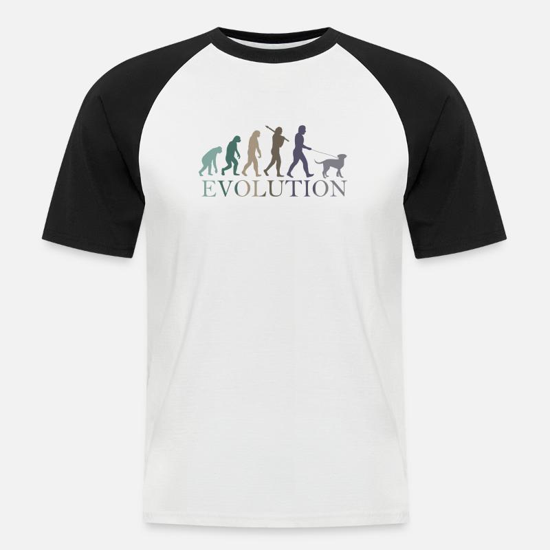 EVOLUTION DES HUNDES - Männer Baseball-T-Shirt - Weiß/Schwarz