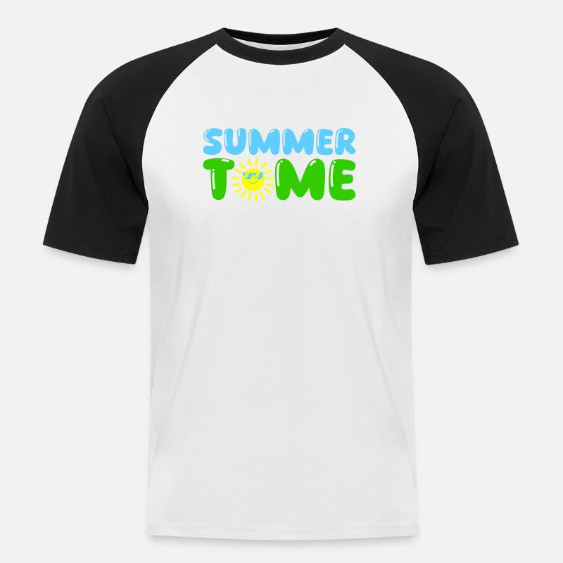 summer time - Männer Baseball-T-Shirt - Weiß/Schwarz