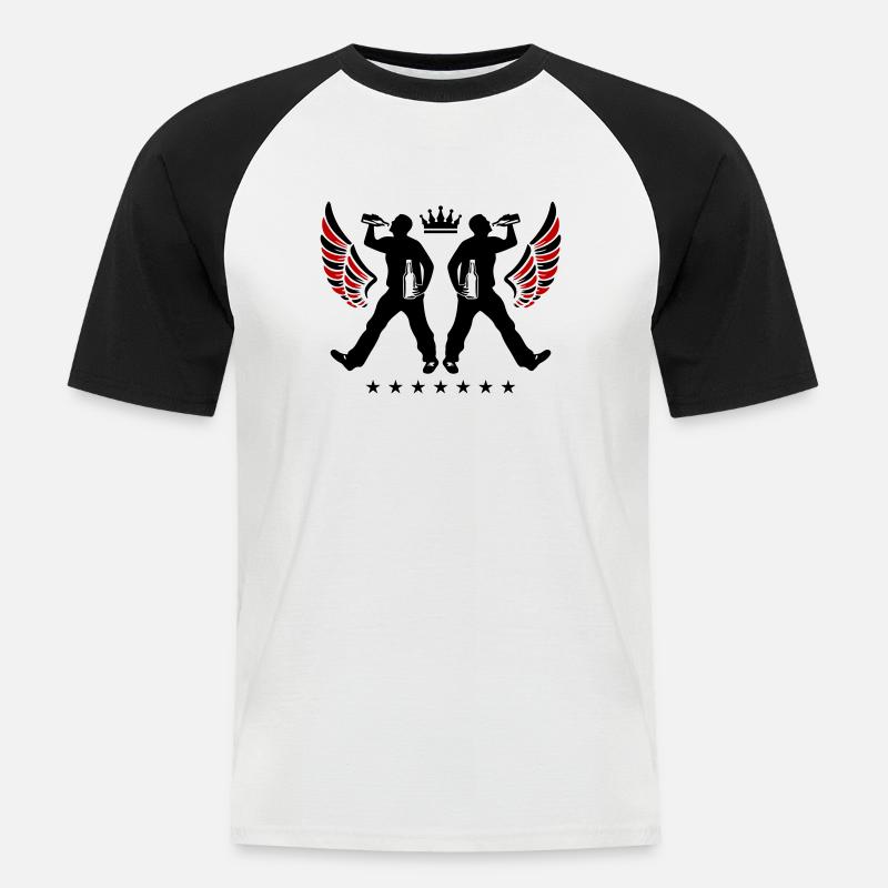 Drinking Bier Silhouette - Männer Baseball-T-Shirt - Weiß/Schwarz